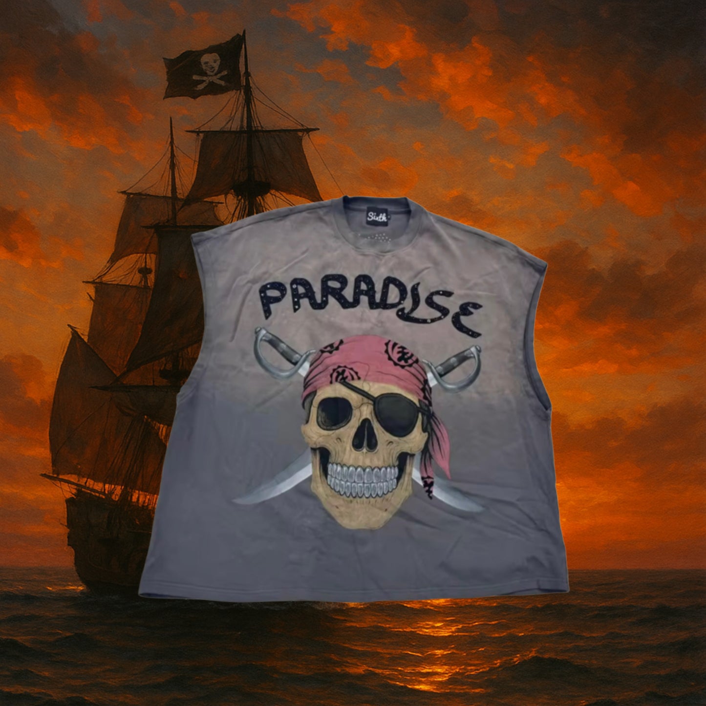 Six “Paradise” Sleeveless(Grey)
